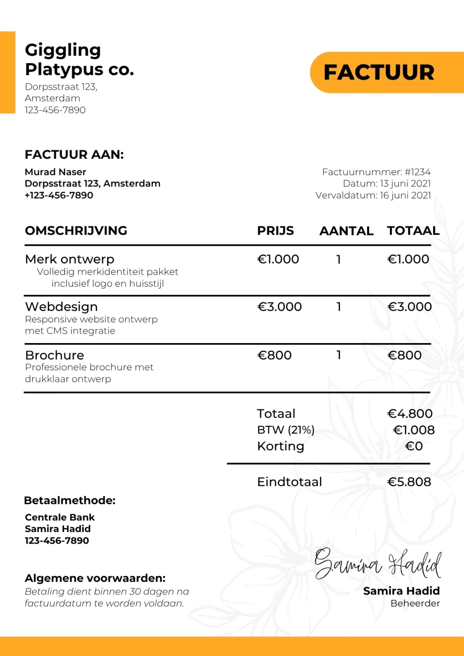 Factuur template