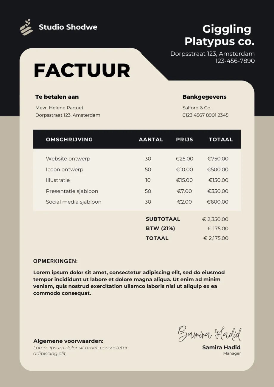 Factuur template